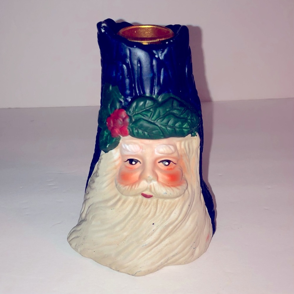 🎄❤️ Vintage 80’s Old World Christmas Bisque Ceramic Santa Taper Candle Holder